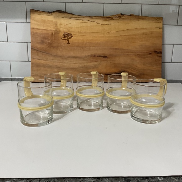 VTG Set of 5 Plastic Ivory Handled Glass Cup Mugs Perma-Brew - Picture 1 of 6